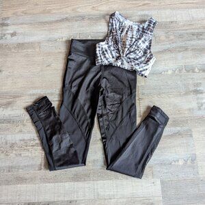 2-Piece Dance Set – Danznmotion Crop Top & Balera Black Mesh Stirrup Leggings